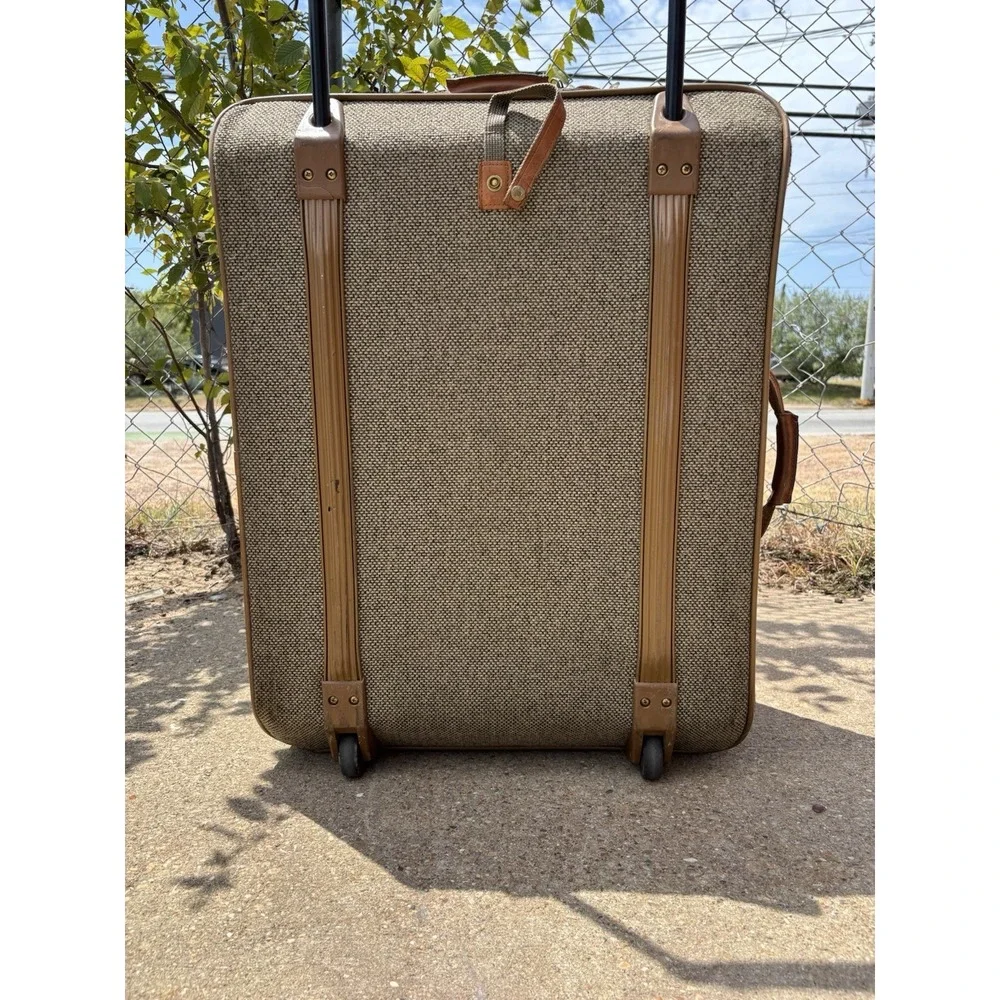Vintage Hartmann⭐️Tweed & Leather Expandable Rolling Wheeled Luggage⭐️Nice Cond.